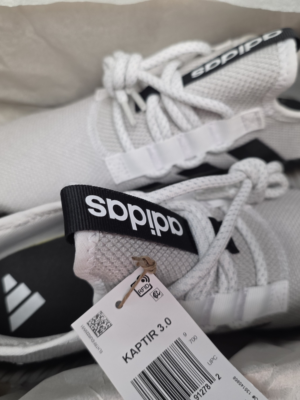 adidas Kaptir 3.0 White and Black Athletic Shoes